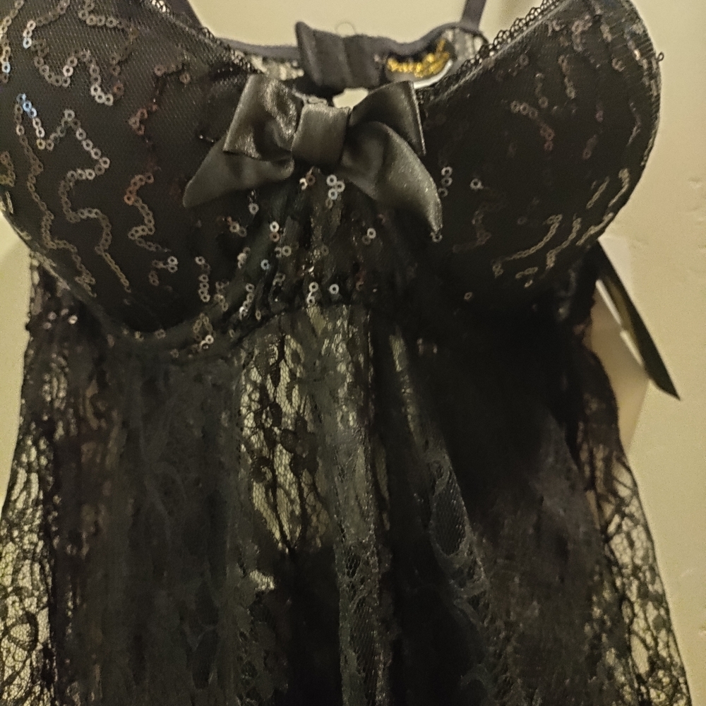Black sequin babydoll lingerie